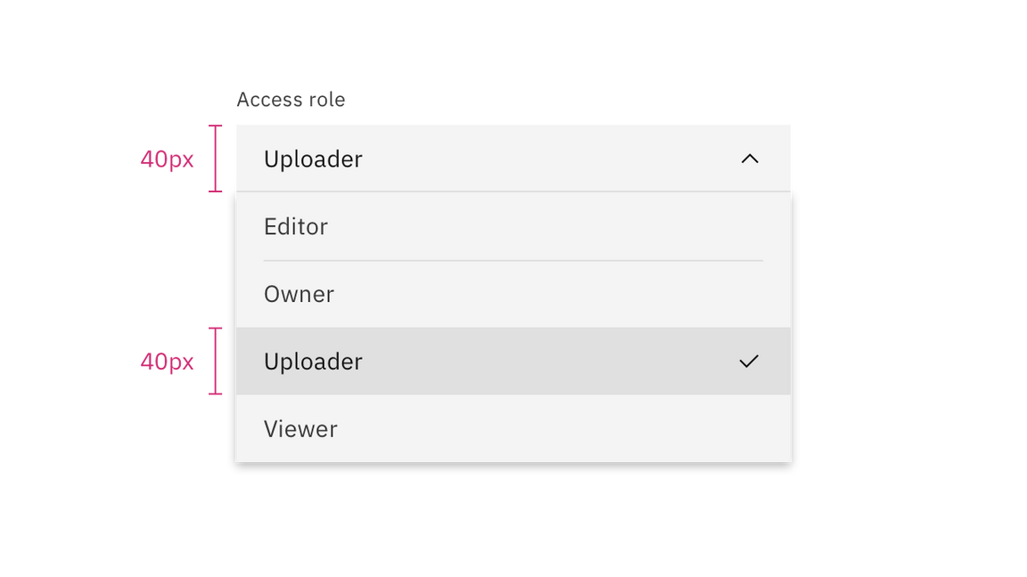 Dropdown field and option size relationship